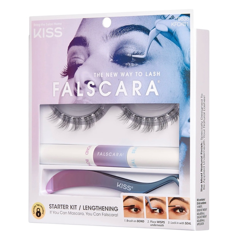 KISS Falscara Lashes Lengthening Wisps Kit Bond and Seal nwt.